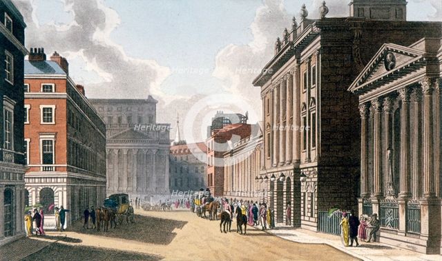 South view of the Bank of England, City of London, 1809. Artist: Anon