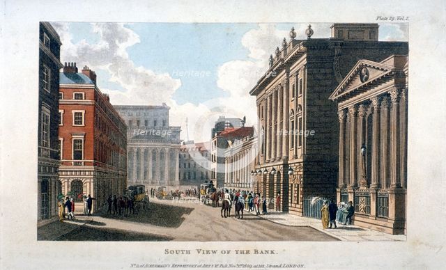 South view of the Bank of England, City of London, 1809. Artist: Anon