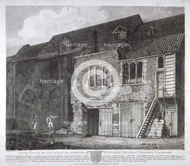 South view of the Bishop of Winchester's palace, Southwark, London, 1812. Artist: Anon