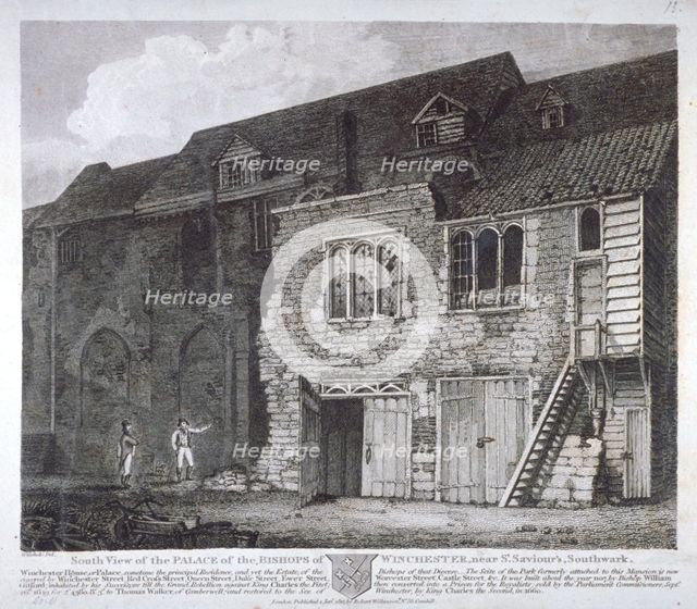 South view of the Bishop of Winchester's palace, Southwark, London, 1812. Artist: Anon
