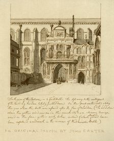 South view of the entrance to Guildhall, City of London, 18th century (1886).Artist: William Griggs