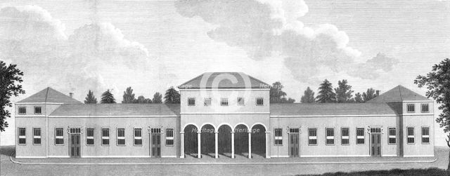 South view of the Earl of Darlington's stables, Raby Castle, County Durham, 1798. Artist: J Scott.