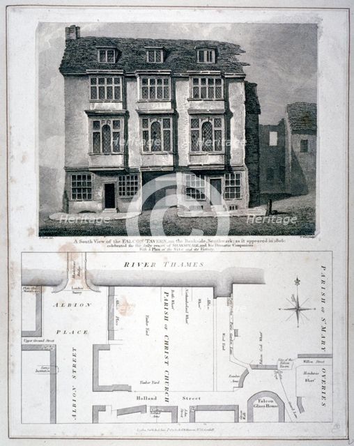 South view of the Falcon Tavern, Bankside, Southwark, London, as it appeared in 1805 (1811). Artist: William Wise