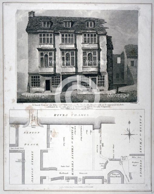 South view of the Falcon Tavern, Bankside, Southwark, London, as it appeared in 1805 (1811). Artist: William Wise