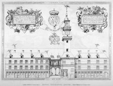 South view of the first Royal Exchange with coats of arms above, City of London, 1819. Artist: Anon