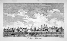 South view of the Tower of London with boats on the River Thames, 1761. Artist: William Elliot