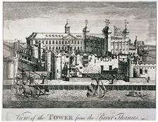 South view of the Tower of London with boats on the River Thames, 1776. Artist: Anon