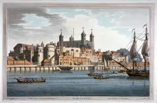 South view of the Tower of London with boats on the River Thames, 1795. Artist: Joseph Constantine Stadler