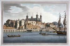 South view of the Tower of London with boats on the River Thames, 1795. Artist: Joseph Constantine Stadler
