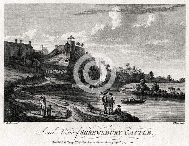 'South view of Shrewsbury Castle', Shropshire, 1777. Artist: William Watts