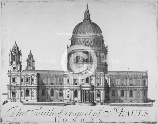 South view of St Paul's Cathedral, City of London, 1720. Artist: John Harris