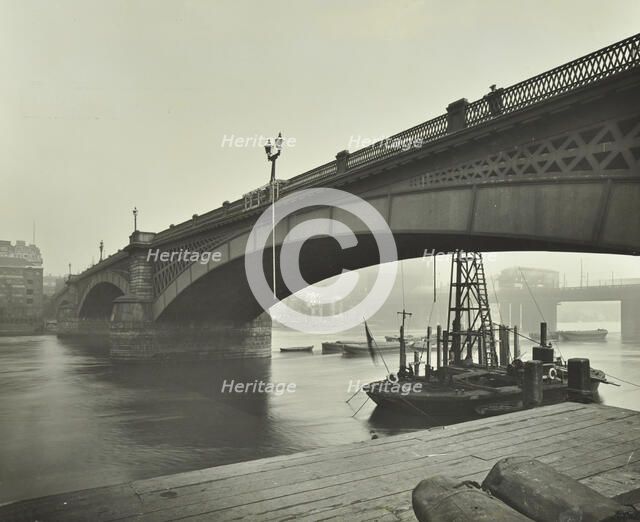 Southwark Bridge under repair, London, 1913. Artist: Unknown.