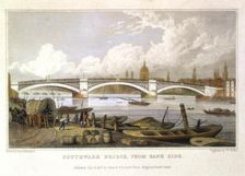 Southwark Bridge from Bank Side London, 1817. Artist: Thomas Hosmer Shepherd