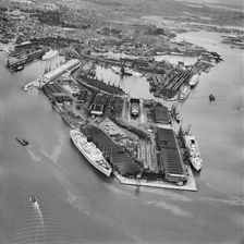 Southampton Docks from the south, Hampshire, 1950. Artist: Aerofilms
