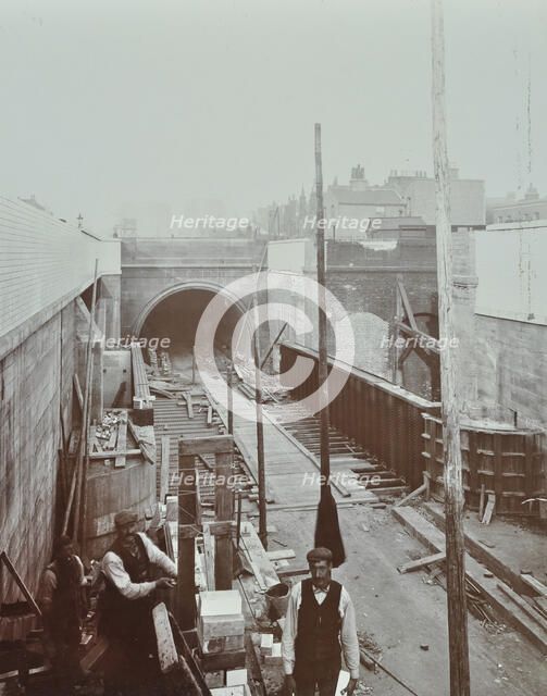 Southern approach to the Rotherhithe Tunnel, Bermondsey, London, September 1906. Artist: Unknown.