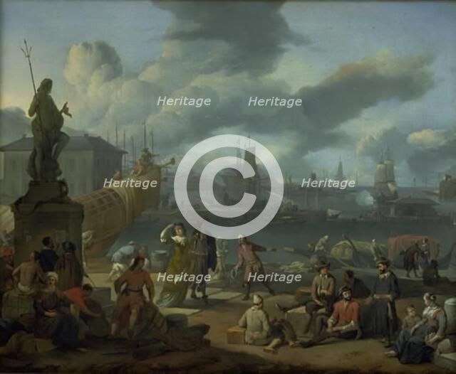 Southern Harbour among Rocks, 1666. Creator: Johannes Lingelbach.