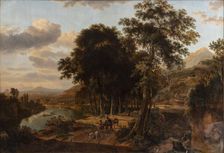 Southern Landscape, Sunset, 1644-1685. Creators: Johannes Lingelbach, Jan Hackaert