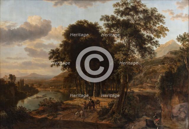 Southern Landscape, Sunset, 1644-1685. Creators: Johannes Lingelbach, Jan Hackaert.