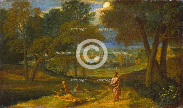 Southern Landscape with Resting Figures at a Lake, c1670s. Creator: Francisque Millet.