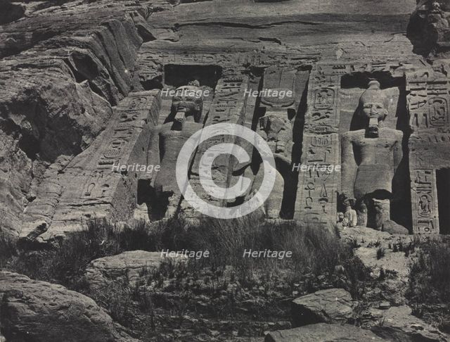 Southern Portion of the Rock-cut Temple of Hathor, Abu Simbel, 1850. Creator: Maxime Du Camp (French, 1822-1894); Gide et J. Baudry.