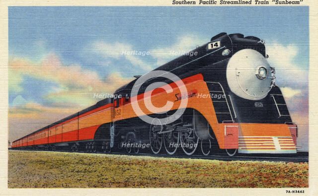 Southern Pacific streamlined train 'Sunbeam', USA, 1937. Artist: Unknown