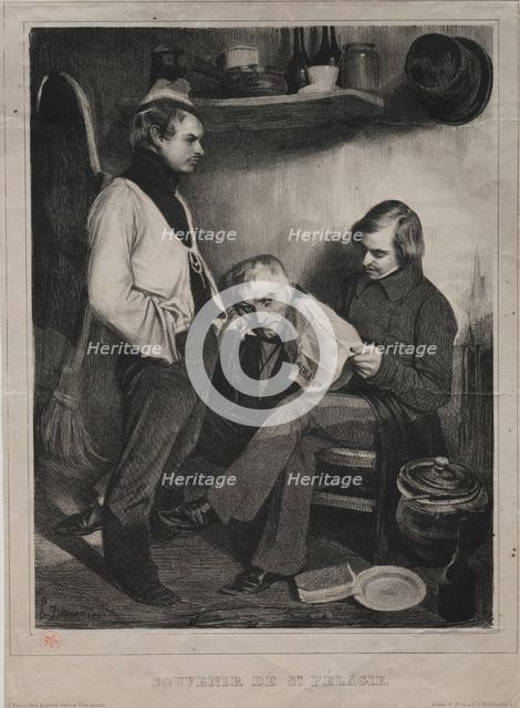Souvenir of the Prison ot Ste. Pélagie, 1834. Creator: Honoré Daumier (French, 1808-1879); Aubert.