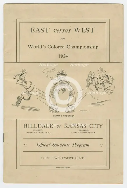 Souvenir programme for 1924 World's Colored Championship, 1924. Creator: Lemaitre.