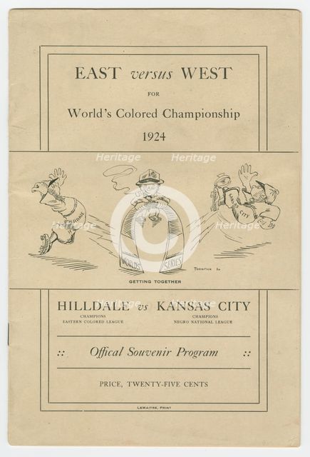 Souvenir programme for 1924 World's Colored Championship, 1924. Creator: Lemaitre.