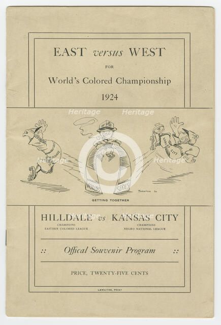 Souvenir programme for 1924 World's Colored Championship, 1924. Creator: Lemaitre.