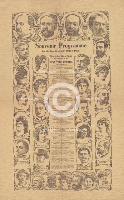 Souvenir programme for the benefit of New York's poor: Metropolitan Opera House,  1897-02-09. Creator: Unknown.