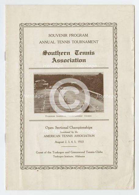 Souvenir programme for the Southern Tennis Association Annual Tournament, 1933. Creator: Unknown.