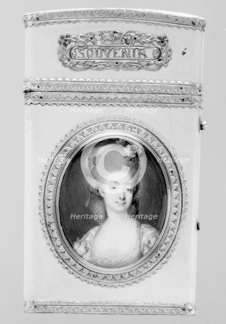 Souvenir with portrait of a woman, 1776-77. Creator: Francois Dumont.