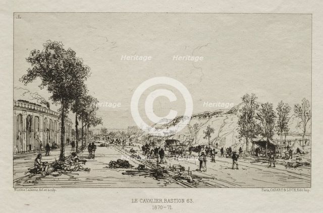 Souvenirs artistiques du Siège de Paris: Le Cavalie (Bastion 63), 1870-71. Creator: Maxime Lalanne (French, 1827-1886); Cadant.
