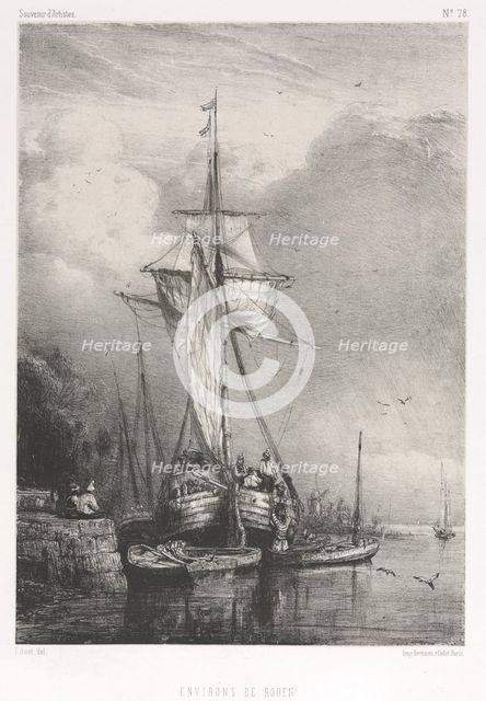 Souvenirs d Artistes (No. 78): Six Marines: Environs de Rouen, 1832. Creator: Paul Hüet (French, 1803-1869).