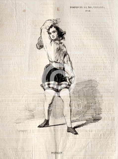 Souvenirs du Bal Chicard: Pistolet, 1843. Creator: Paul Gavarni (French, 1804-1866).