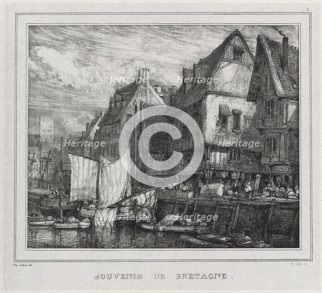 Souvenirs: Souvenir of Brittany, Plate 5, 1832. Creator: Eugène Isabey (French, 1803-1886); V. Morlot and McLean.