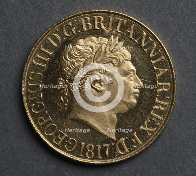 Sovereign (obverse), 1817. Creator: Benedetto Pistrucci (Italian, 1784-1855).