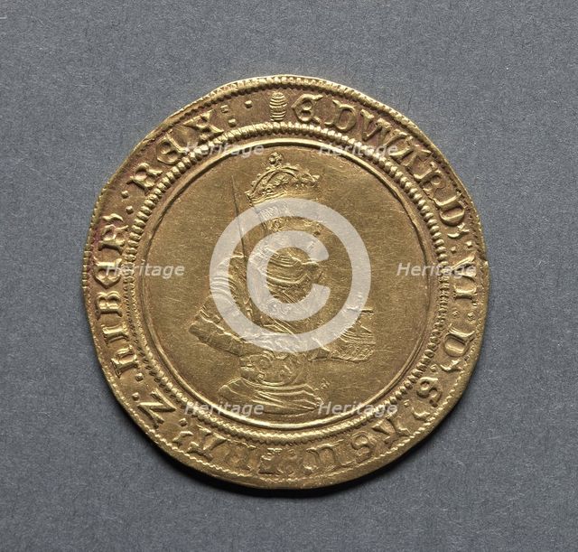 Sovereign of Twenty Shillings (obverse), 1550-1553. Creator: Unknown.
