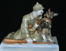 Soviet border guard with his dog, End 1930s