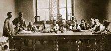 Soviet experts appraising the confiscated Russian crown jewels, c1917-c1918(?). Creator: Unknown
