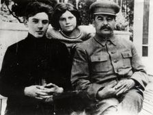 Soviet leader Josef Stalin with his son Vasily and daughter Svetlana, 1930s. Artist: Pyotr Otsup