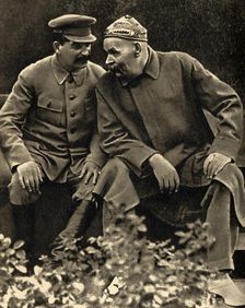 Soviet leader Joseph Stalin and author Maxim Gorky, Moscow, USSR, 1931. Artist: Anon