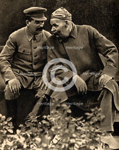 Soviet leader Joseph Stalin and author Maxim Gorky, Moscow, USSR, 1931.  Artist: Anon