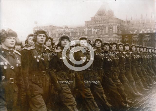 Soviet parachute troops, Moscow, c1939-c1945. Artist: Unknown