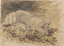 Sow with piglets, 1872-1944. Creator: Frans Smissaert