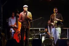 Soweto Kinch and Shabaka Hutchings, Imperial Wharf Jazz Festival, London, 2011. Artist: Brian O'Connor