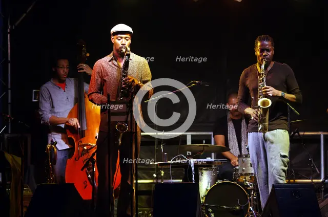 Soweto Kinch and Shabaka Hutchings, Imperial Wharf Jazz Festival, London, 2011. Artist: Brian O'Connor