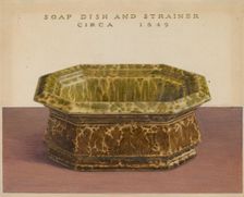 Soap Dish and Strainer, c. 1937. Creator: Roy Williams