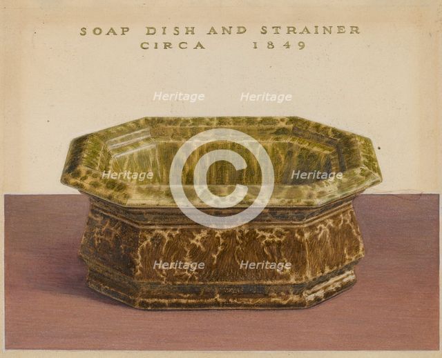 Soap Dish and Strainer, c. 1937. Creator: Roy Williams.