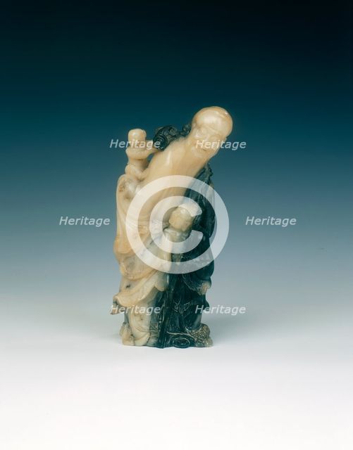 Soapstone figure group, Qing dynasty, China, 1644-1911. Creator: Unknown.